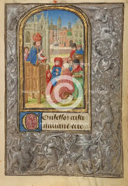 Saint Gatian Preaching; Prayer Book of Charles the Bold, 1469. Creator: Lieven van Lathem.