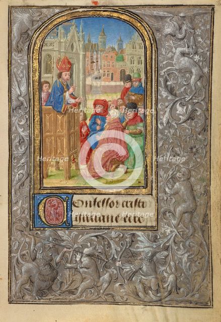 Saint Gatian Preaching; Prayer Book of Charles the Bold, 1469. Creator: Lieven van Lathem.