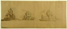 Saint Gabriel's Church, Chicago, Illinois, Perspective Sketches, c. 1889. Creator: Burnham and Root
