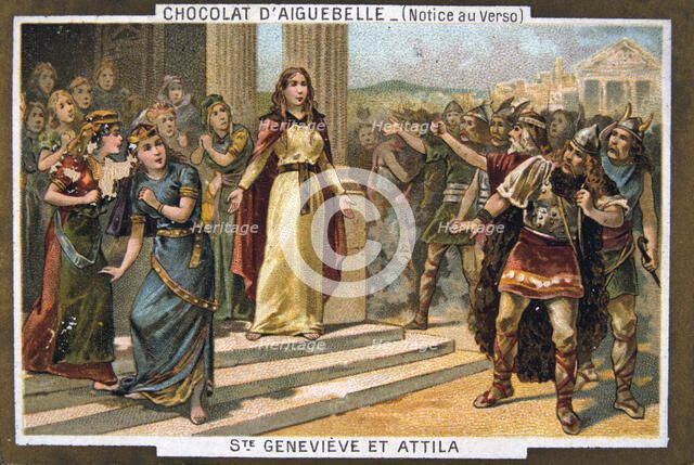 Saint Genevieve and Attila, c451 AD, (19th century). Artist: Unknown