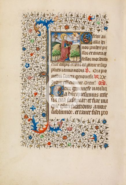 Saint Geneviève with a Candle and a Book; Book of Hours, about 1440-1450. Creator: Workshop of the Bedford Master.