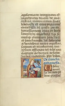 Saint Genovefa; Poncher Hours, about 1500. Creator: Master of Jacques de Besancon