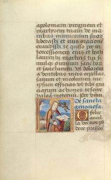 Saint Genovefa; Poncher Hours, about 1500. Creator: Master of Jacques de Besancon