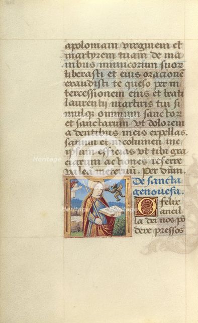 Saint Genovefa; Poncher Hours, about 1500. Creator: Master of Jacques de Besancon.
