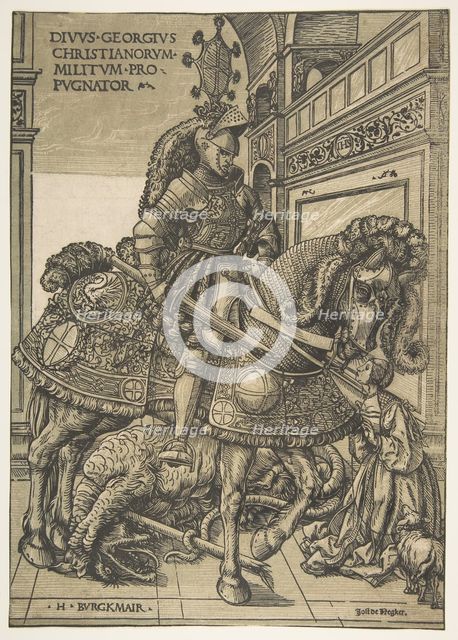 Saint George on Horseback, 1508/1518. Creator: Hans Burgkmair, the Elder.