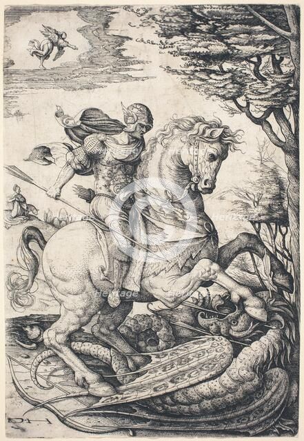 Saint George on Horseback Slaying the Dragon. Creator: Daniel Hopfer.