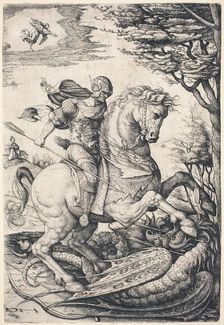 Saint George on Horseback Slaying the Dragon. Creator: Daniel Hopfer