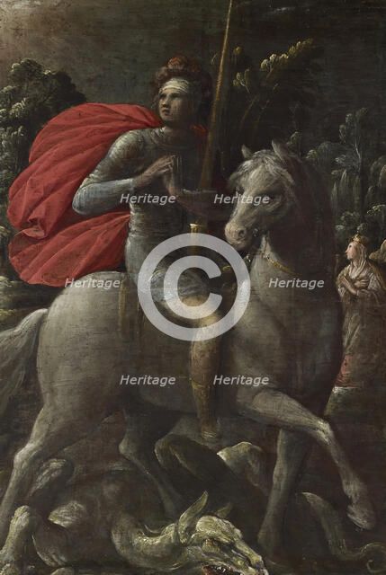 Saint George and the Dragon, 1620-1644. Creator: Cesare Rossetti.