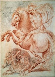 Saint George and the Dragon 17th century. Artist: Giuseppe Cesari