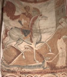 Saint George and the Dragon, 12th century. Artist: Ancient Russian frescos