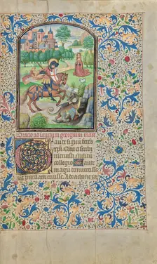 Saint George and the Dragon; Arenberg Hours, early 1460s. Creator: Willem Vrelant