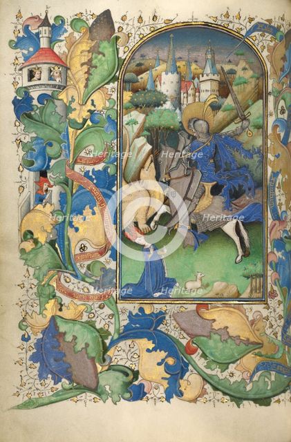 Saint George and the Dragon; Book of Hours, about 1450-1455. Creator: Master of Guillebert de Mets.
