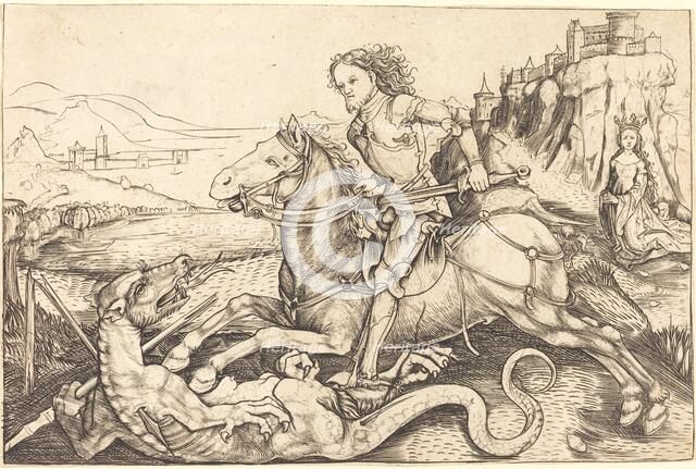 Saint George and the Dragon, c. 1480/1490. Creator: Master AG.
