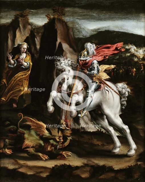 Saint George and the Dragon, c. 1550. Creator: Orsi, Lelio (1511-1587).