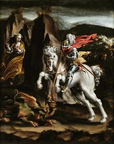 Saint George and the Dragon, c. 1550. Creator: Orsi, Lelio (1511-1587)
