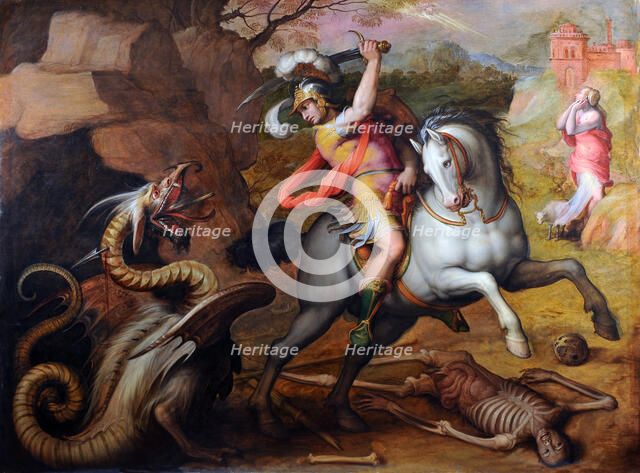 Saint George and the Dragon, c. 1560. Artist: Vasari, Giorgio (1511-1574)