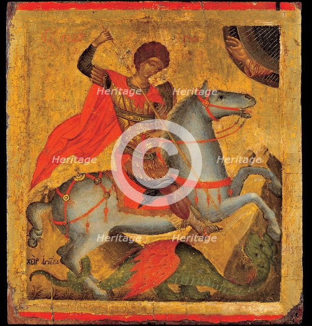Saint George and the Dragon, ca 1440-1460. Artist: Akotandos, Angelos (active ca. 1425-1460)