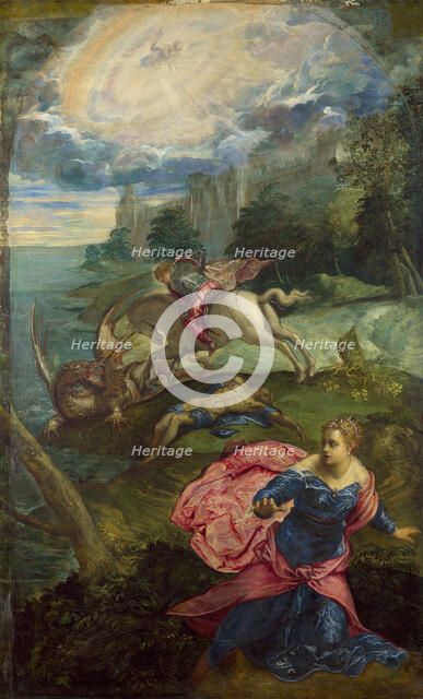 Saint George and the Dragon, ca 1555. Artist: Tintoretto, Jacopo (1518-1594)