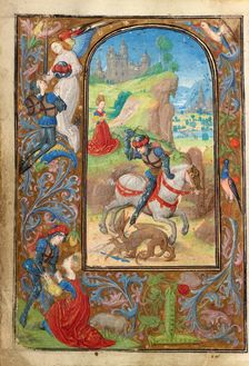 Saint George and the Dragon; Prayer Book of Charles the Bold, about 1471. Creator: Lieven van Lathem