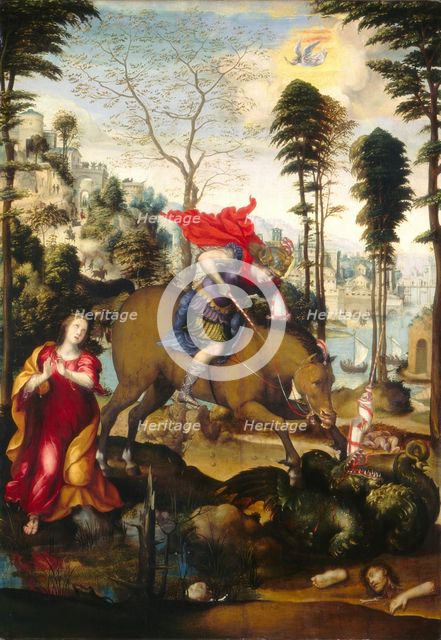 Saint George and the Dragon, probably 1518. Creator: Sodoma.