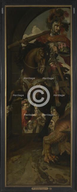 Saint George and the Princess of Silene Return to the City with the Vanquished Dragon, 1590. Creator: Martin de Vos.