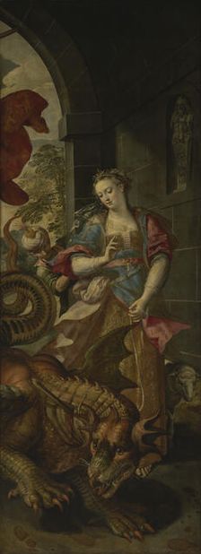 Saint George and the Princess of Silene Return to the City with the Vanquished Dragon, 1590. Creator: Martin de Vos