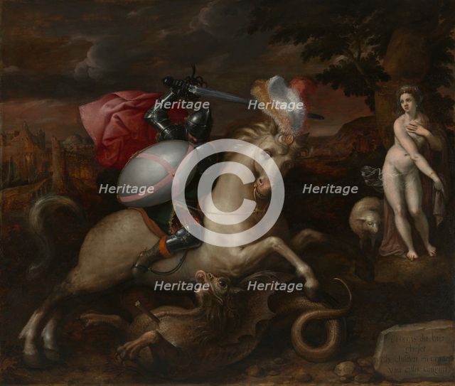 Saint George Defeating the Dragon, 1581. Creator: Gillis Coignet I.