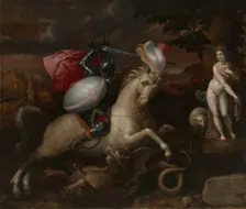 Saint George Defeating the Dragon, 1581. Creator: Gillis Coignet I