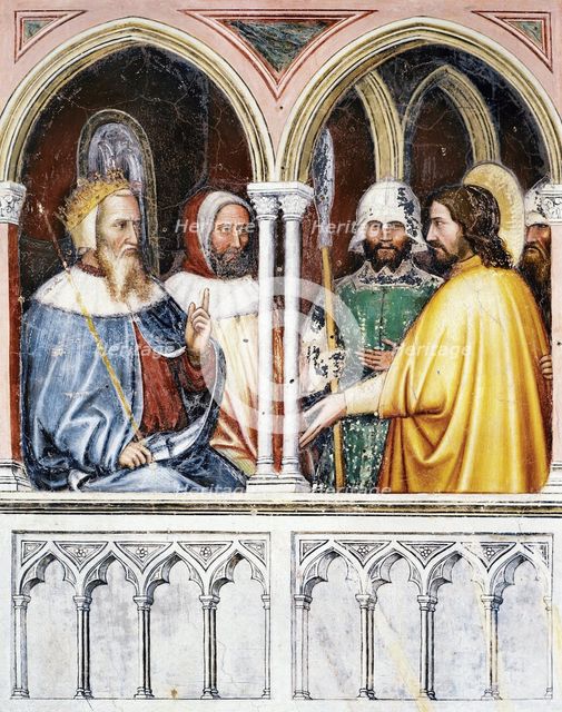 Saint George disputing with Diocletian. Fresco Oratorio di San Giorgio, Padua, ca 1380. Artist: Altichiero, (Altichiero da Zevio) (1330-1390)