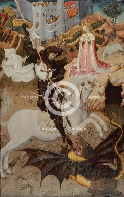 Saint George Killing the Dragon, 1434-1435. Artist: Martorell, Bernat, the Elder (1390-1452)