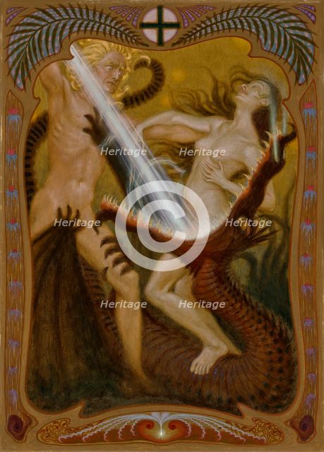 Saint George Killing the Dragon, 1909-1910. Creator: Fidus (Hugo Höppener) (1868-1948).