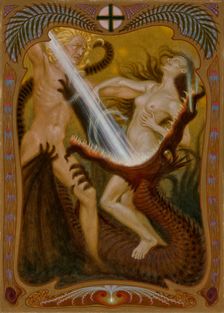 Saint George Killing the Dragon, 1909-1910. Creator: Fidus (Hugo Höppener) (1868-1948)