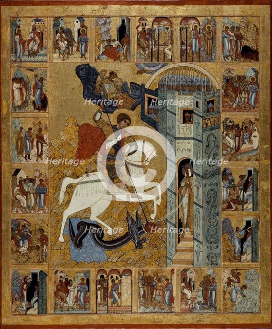 Saint George with Scenes from His Life. Artist: Russian icon 