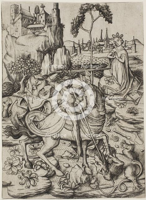 Saint George with the Stork's Nest, c. 1450. Creator: Master ES.