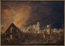 Saint-Germain fair during the fire (night of March 16 to 17, 1762), 1762. Creator: Pierre-Antoine Demachy