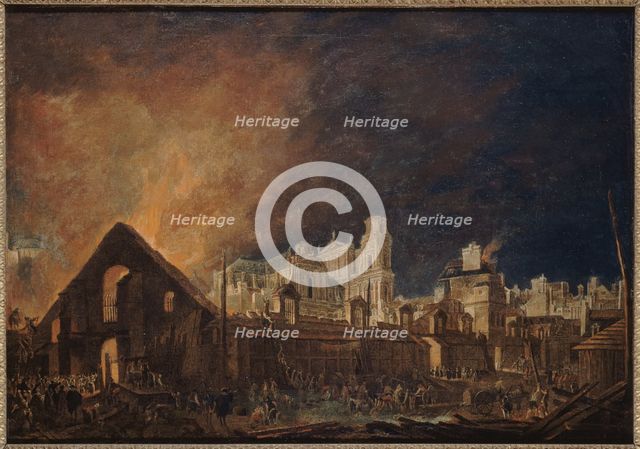 Saint-Germain fair during the fire (night of March 16 to 17, 1762), 1762. Creator: Pierre-Antoine Demachy.