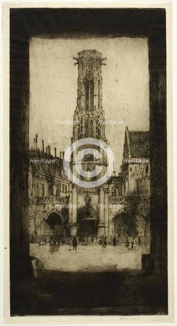 Saint Germain l'Auxerrois, plate two from the Paris Set, 1904. Creator: David Young Cameron.