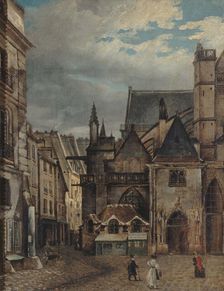 Saint-Germain-l'Auxerrois church and rue Chilpéric, around 1830, now Place du Louvre... Creator: Unknown