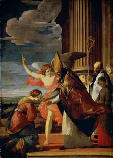 Saint Germanus of Auxerre and Saint Genevieve of Paris 1630. Artist: Laurent de la Hyre