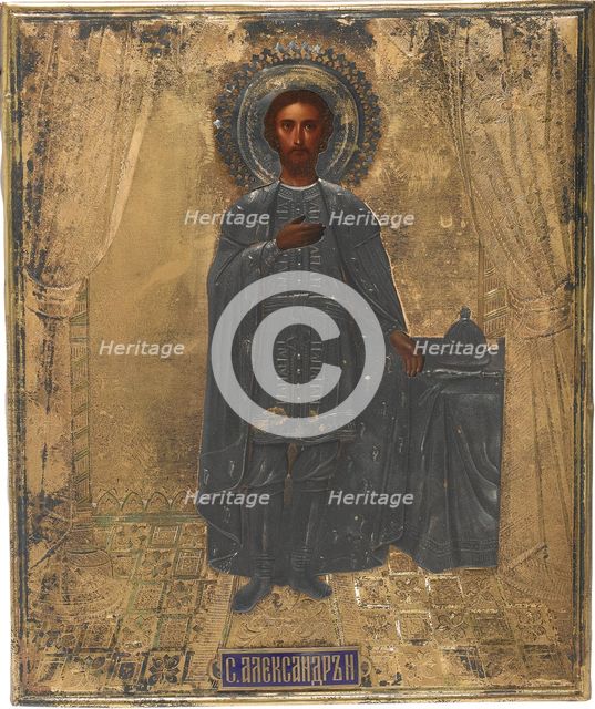 Saint Grand Prince Alexander Nevsky, 19th century. Artist: Russian icon  