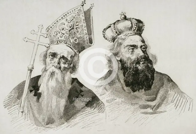 Saint Gregory Magister and Saint Gregory Vegaiaser, Armenian Apostolic Church, 1838. Creator: Hippolyte Lalaisse.