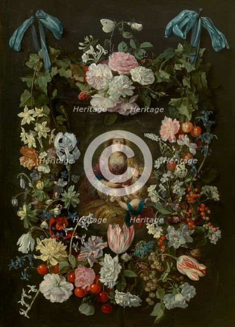 Saint Dorothea of Caesarea Surrounded by a Garland of Flowers, 1640. Creator: Philippe de Marlier.