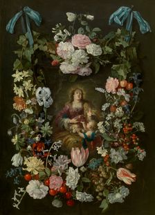 Saint Dorothea of Caesarea Surrounded by a Garland of Flowers, 1640. Creator: Philippe de Marlier