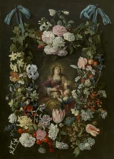 Saint Dorothea of Caesarea Surrounded by a Garland of Flowers, 1640. Creator: Philippe de Marlier