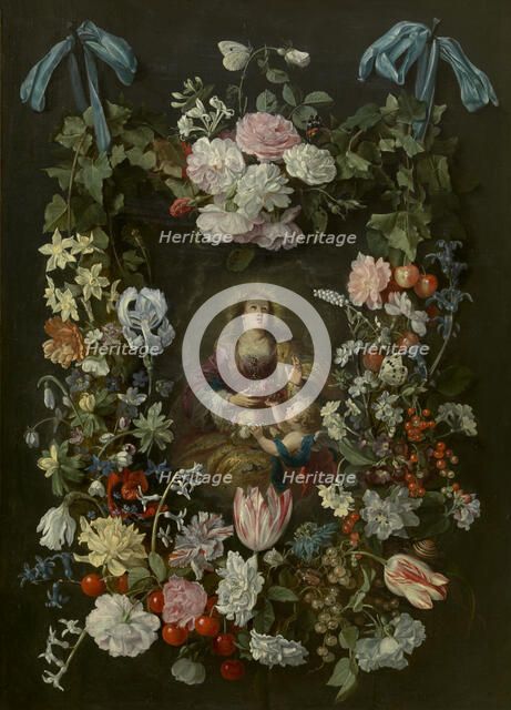 Saint Dorothea of Caesarea Surrounded by a Garland of Flowers, 1640. Creator: Philippe de Marlier.