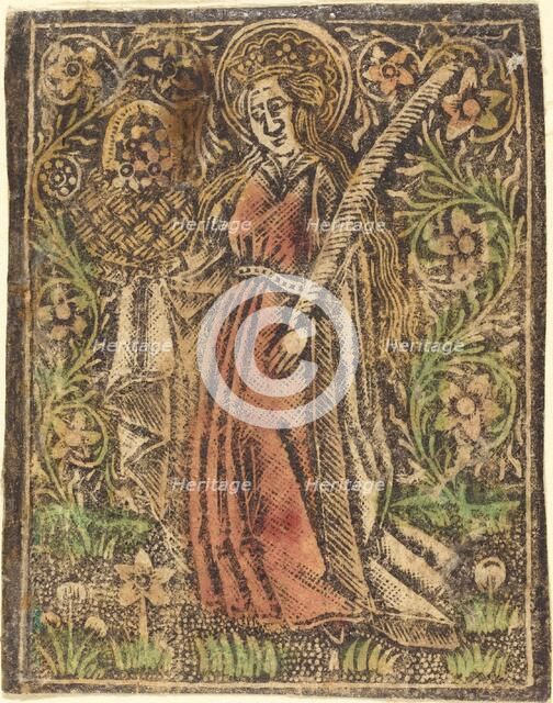 Saint Dorothy, c. 1480. Creator: Workshop of the Master of the Aachen Madonna.