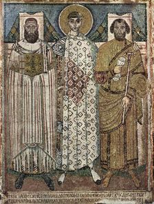 Saint Demetrius of Thessaloniki with the donors, 6th-7th century. Artist: Master of Hagios Demetrios (End of 6th cen.)