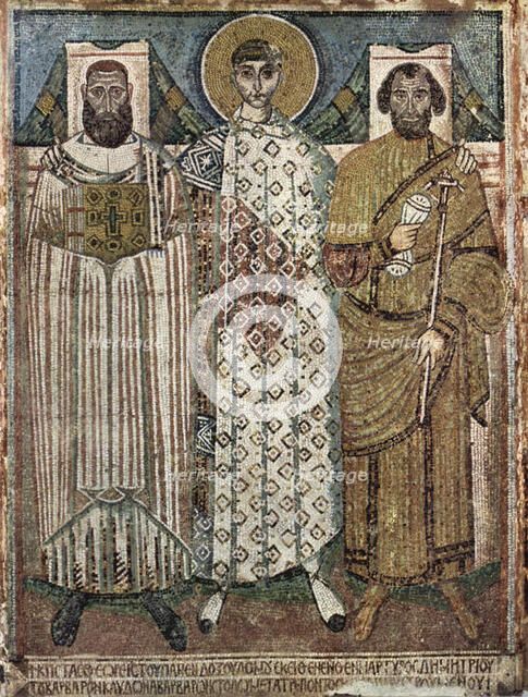 Saint Demetrius of Thessaloniki with the donors, 6th-7th century. Artist: Master of Hagios Demetrios (End of 6th cen.)
