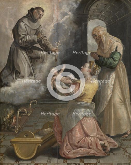 Saint Didacus Brings the Stillborn Girl to Life, c1560-1600. Creator: Martin de Vos.
