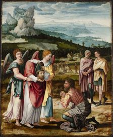 Saint Dionysius as a Cephalophore (head-carrier). Altarpiece of the church of Saint-Denis... c1533. Creator: Lambert Lombard